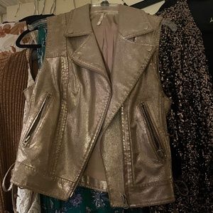 Free people metallic leather vest xs